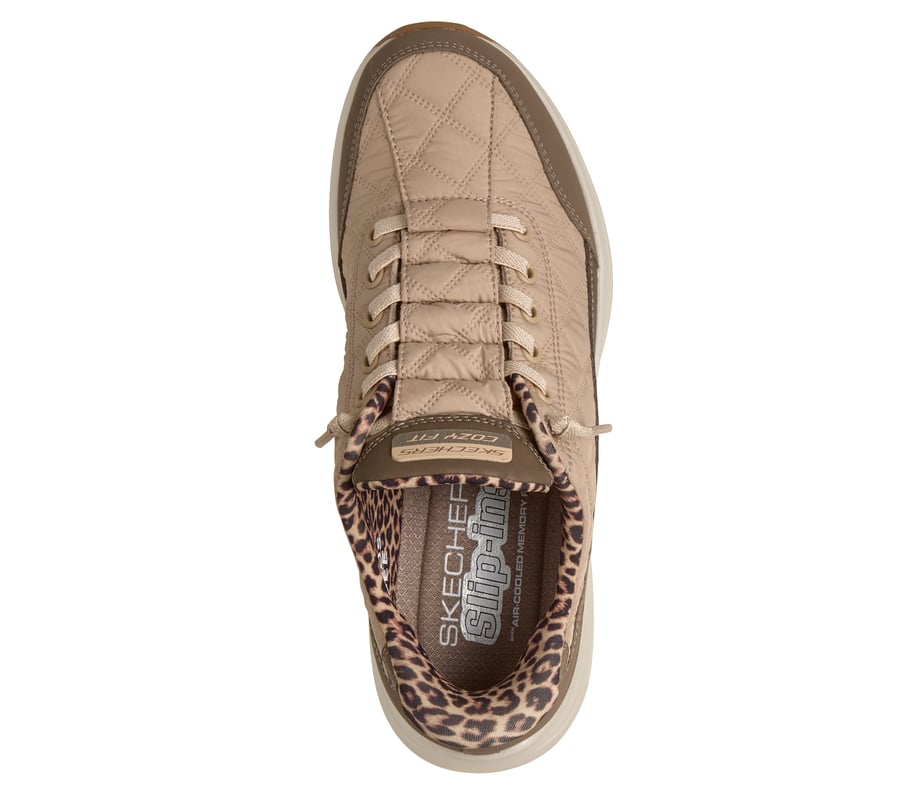 skechers slip-ins contour foam - cozy fit leopard dream