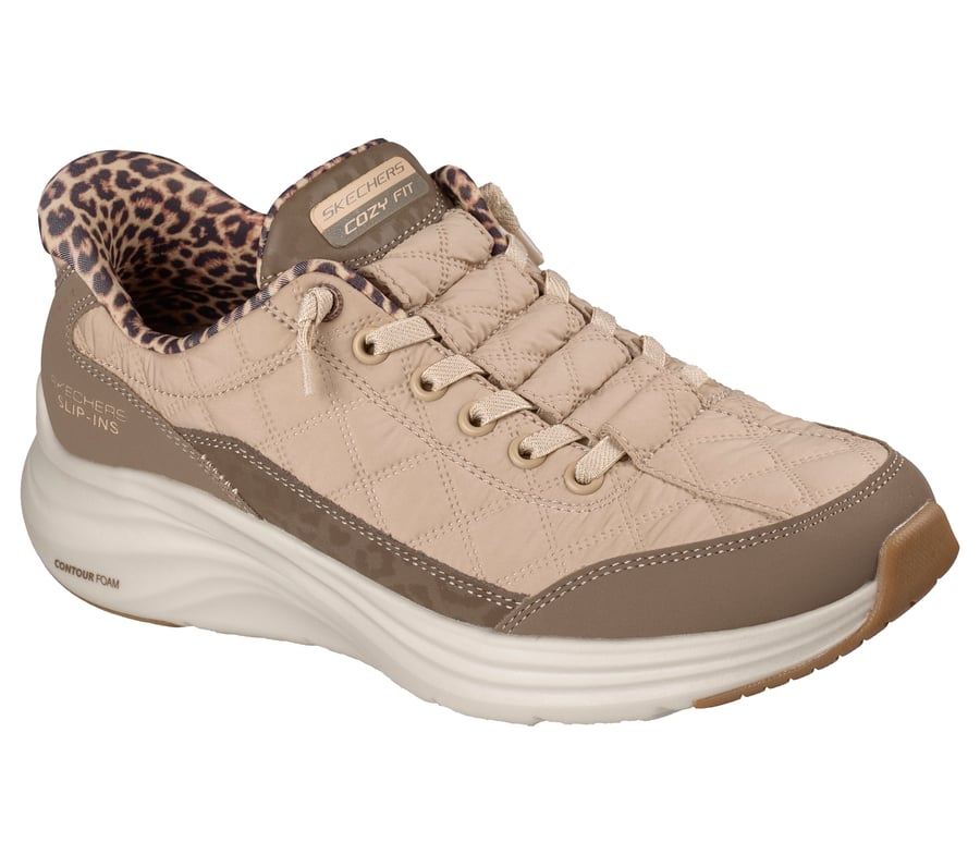skechers slip-ins contour foam - cozy fit leopard dream