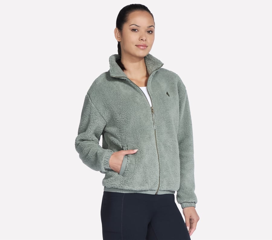 glacial sherpa-jacke mit durchgehendem reißverschluss für unterwegs