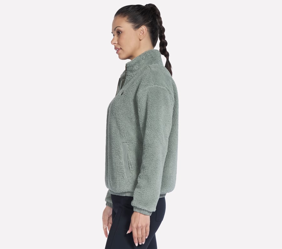 glacial sherpa-jacke mit durchgehendem reißverschluss für unterwegs