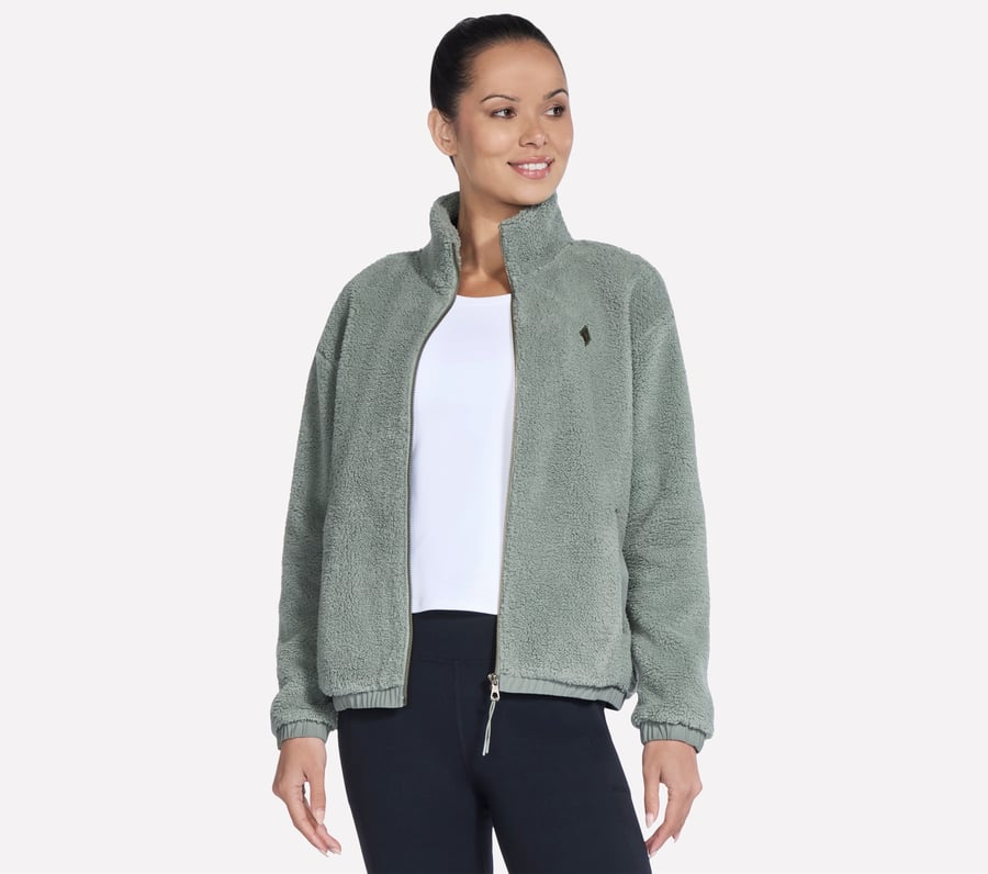 glacial sherpa-jacke mit durchgehendem reißverschluss für unterwegs