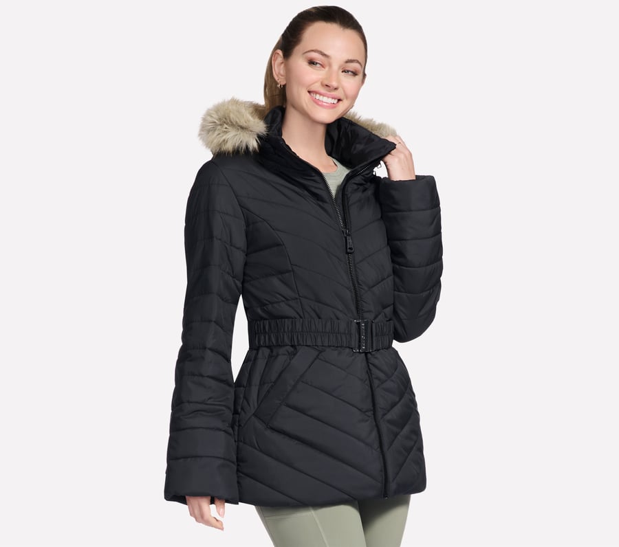 go shield parka mit kuscheliger passform und gürtel für unterwegs