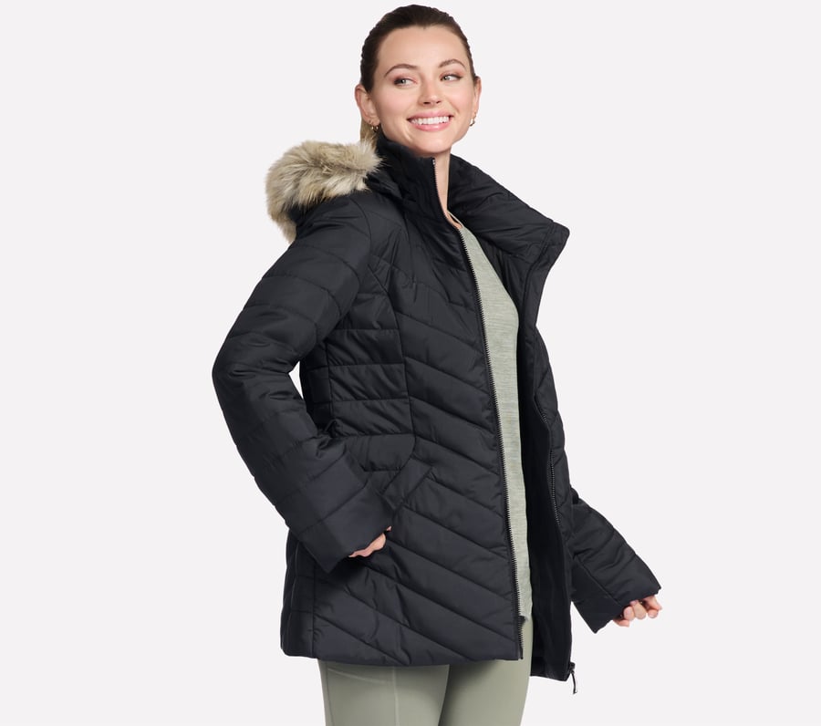 go shield parka mit kuscheliger passform und gürtel für unterwegs