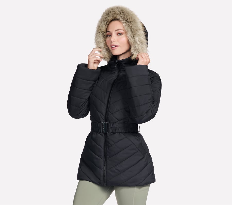 go shield parka mit kuscheliger passform und gürtel für unterwegs