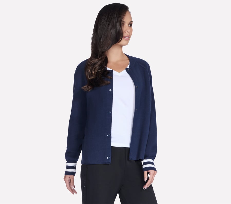 go walk reflection sweater bomber