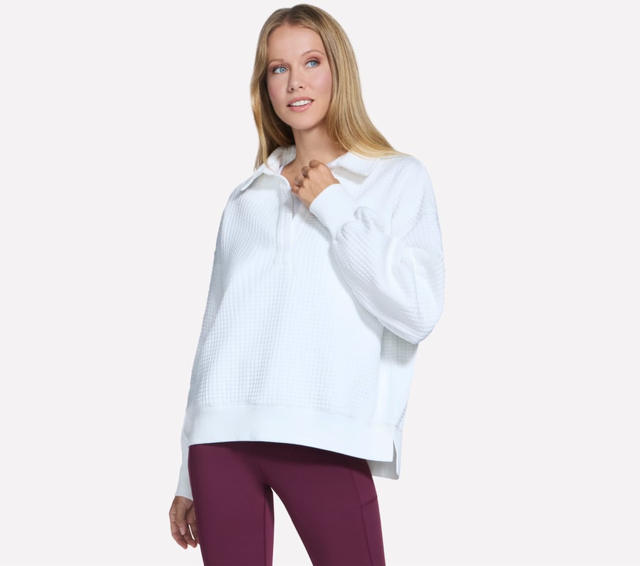 downtown cozy fit langarmshirt mit kragen