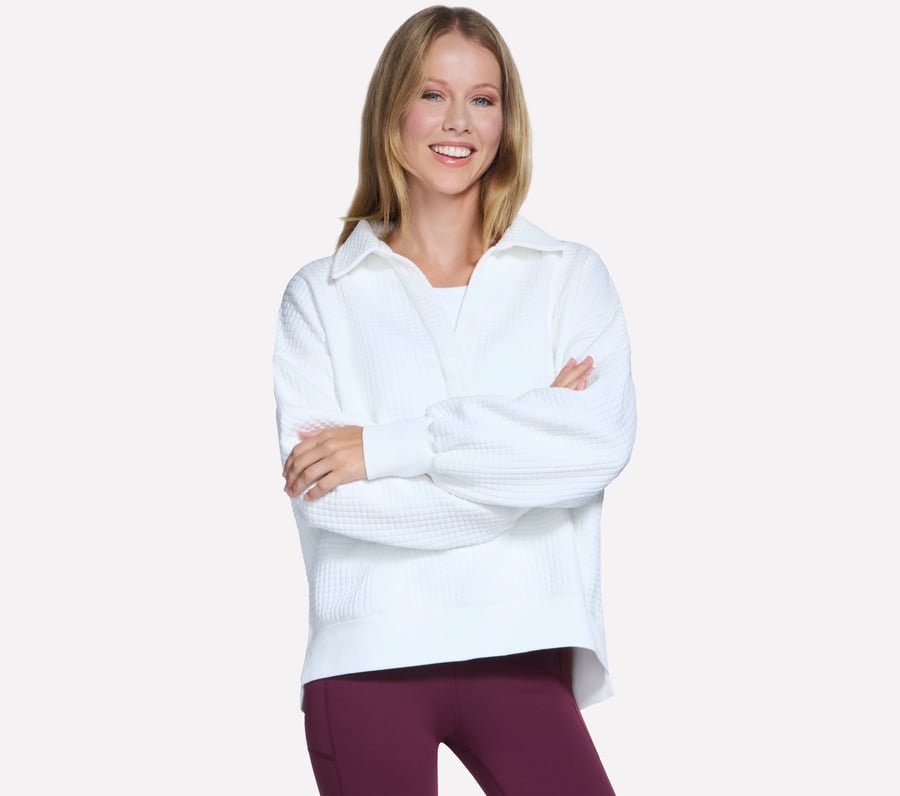 downtown cozy fit langarmshirt mit kragen