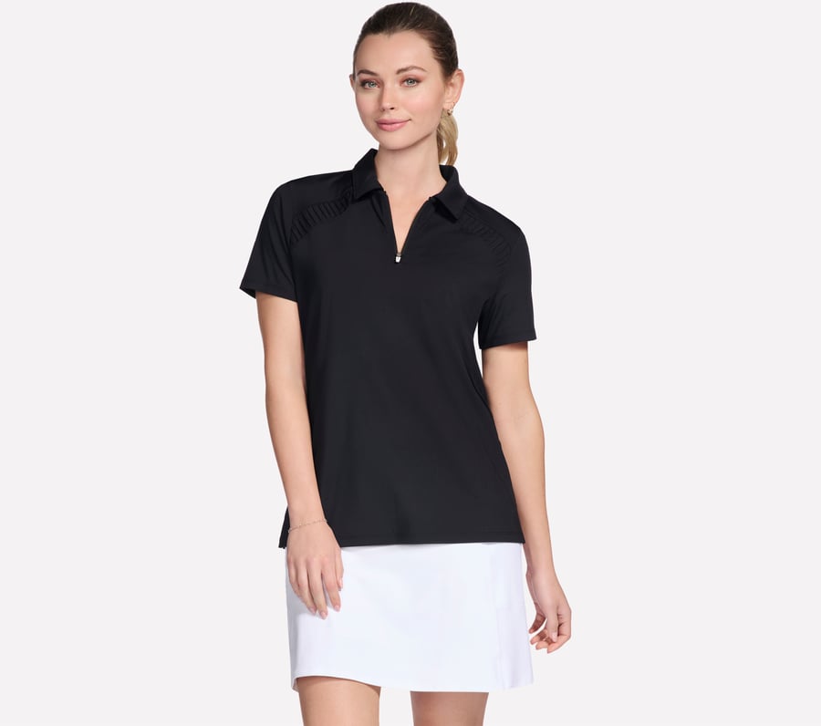go golf kurzarm-poloshirt mit birdie-logo und reißverschluss vorne