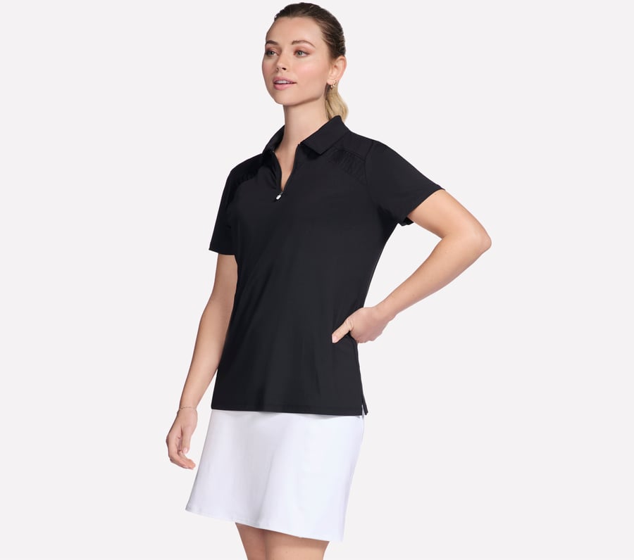 go golf kurzarm-poloshirt mit birdie-logo und reißverschluss vorne