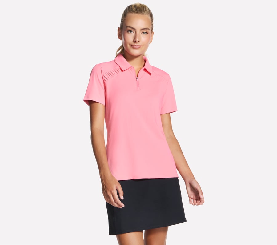 go golf kurzarm-poloshirt mit birdie-logo und reißverschluss vorne