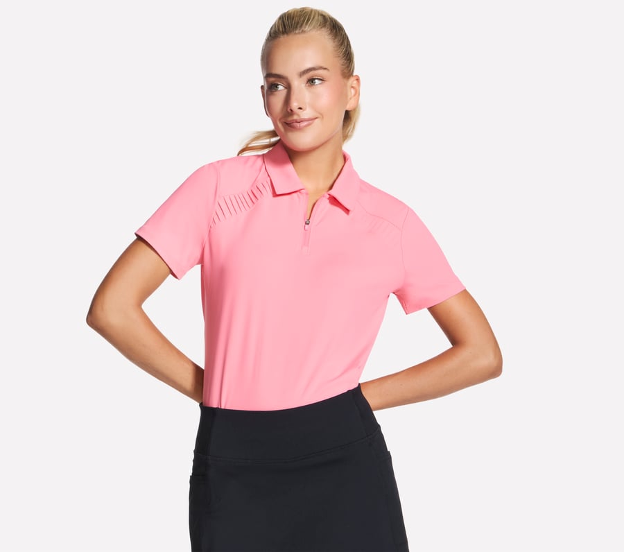 go golf kurzarm-poloshirt mit birdie-logo und reißverschluss vorne