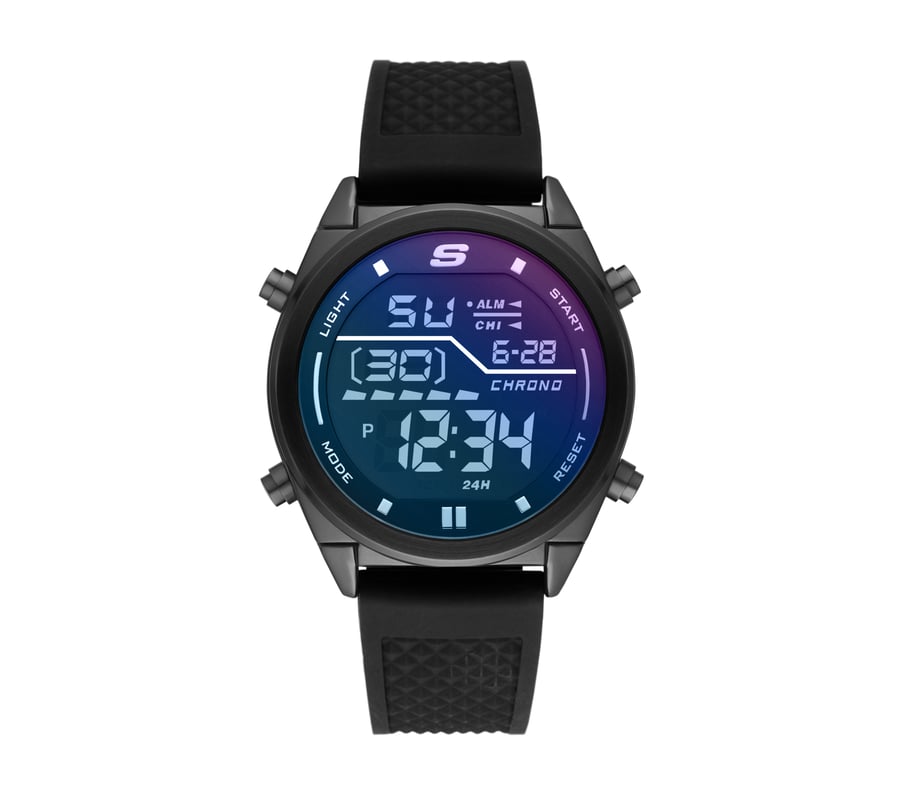 skechers accessoires digitale uhr mit blauem zifferblatt